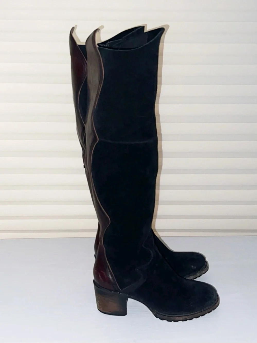 FREEBIRD Fuego Black Suede Knee-High Boots